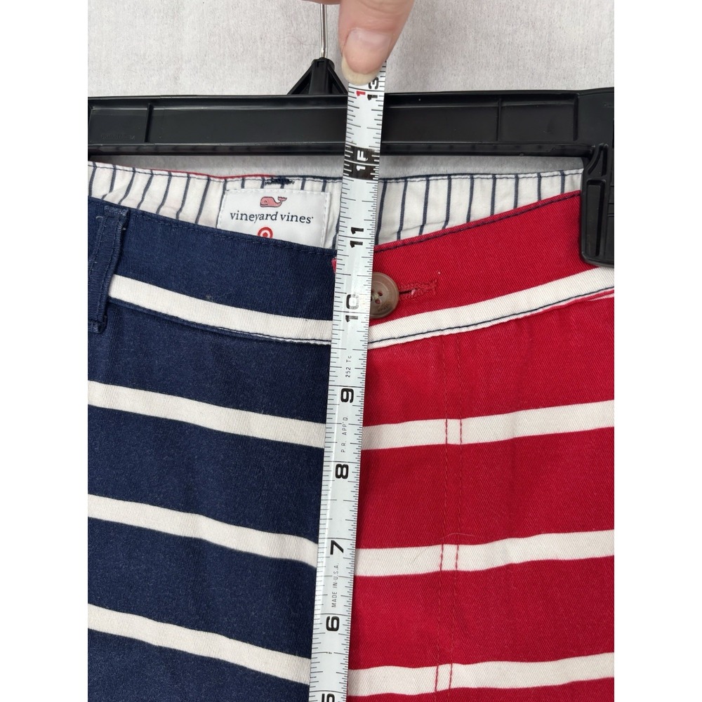 Vineyard Vines Shorts Men's 28x8 Red Blue White American Flag Chino Striped - Picture 4 of 11